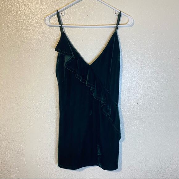 Lovers + Friends Ella Green Velvet Ruffle Mini Dress Size Medium - Picture 8 of 13